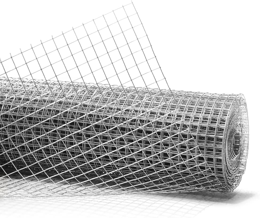 Fencer Wire 19 Gauge Hardware Cloth Metal Wire Mesh 1/2" x 1/2", Galvanized Welded Cage Wire Poultry Netting Square Chicken Snake Fencing Gopher Fence (4 ft. x 100 ft.)