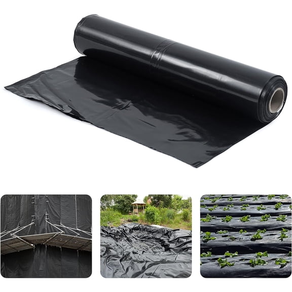 Fencer Wire 4 mil Black Plastic Sheeting, Roll of Heavy-Duty Plastic Sheet, Polyethylene Vapor Barrier Plastic Sheeting, Black Painters Tarp, Black Plastic Tarp, Multi-Purpose, 10' x 100'