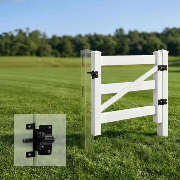 Fencer Wire 4ft X 4ft Vinyl Ranch Gate Kit with Gate Post, PVC Fence Gate and Post with Hinges, Latch & Hardware, UV-Resistant, Easy Install, Durable Outdoor Vinyl Fence for Ranch, Yard & Farm