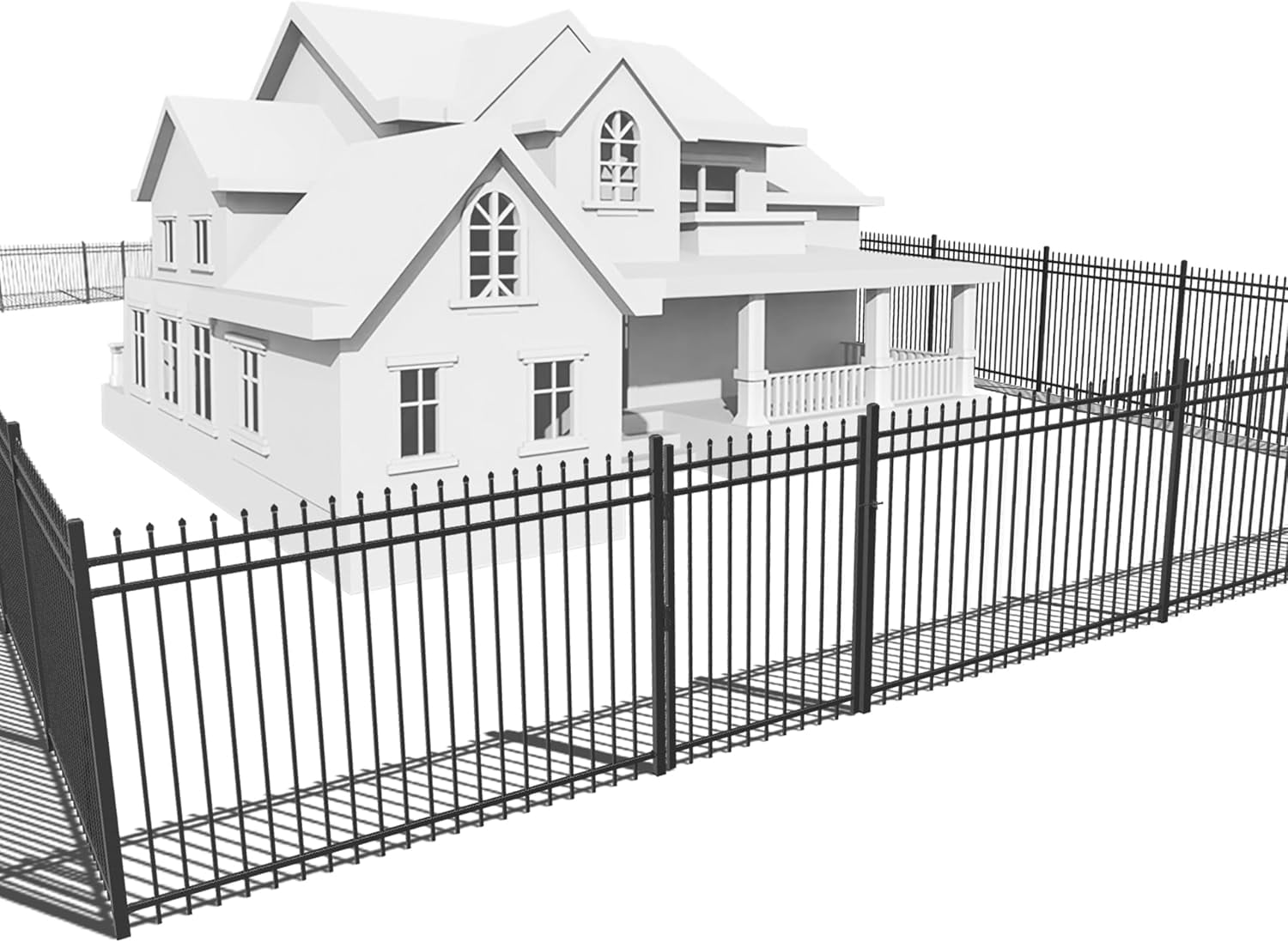 Black Heavy Duty Metal Fence Kit with Gate and Posts