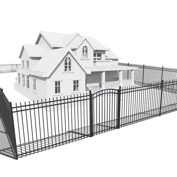 Fencer Wire 52FT Heavy Duty Pinnacle Fence Barrier Kit, Anti-Rust Metal Steel Fence with 5FT Height X 8FT Width Panels, with Arched Fence Gate, Posts, Connectors, Outdoor Fencing for Yard