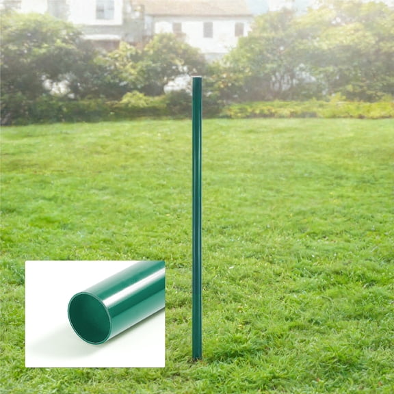Fencer Wire 7 FT Green Chain Link Fence Terminal Post, Terminal Post with 2-3/8” Outside Diameter, Chain Link Fence Parts, Hardware, Accessories, Pack of 5