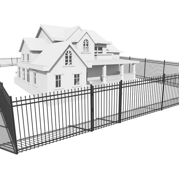 Fencer Wire 76FT Heavy Duty Pinnacle Fence Barrier Kit, Anti-Rust Metal Steel Fence with 4FT Height X 8FT Width Panels, Gate, Posts, Connectors, 2” Diameter Outdoor Fencing for Yard, Pool, Patio
