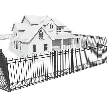 Fencer Wire 76FT Heavy Duty Pinnacle Fence Barrier Kit, Anti-Rust Metal Steel Fence with 4FT Height X 8FT Width Panels, with Pinnacle Fence Gate, Posts, Connectors, Outdoor Fencing for Yard