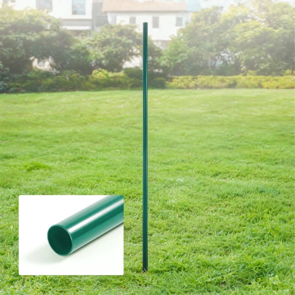 Fencer Wire 8 FT Green Chain Link Fence Line Round Post, Line Post with 1-7/8” Outside Diameter, Chain Link Fence Parts, Hardware, Accessories, Pack of 20