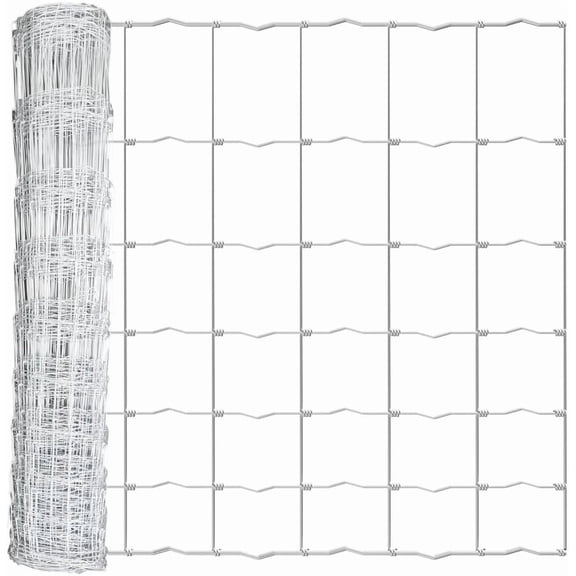Fencer Wire Cattle Panel, Hog Panel, Farm Fence, Galvanized Welded Wire Fence Roll 4' x 50', 12.5/10 Gauge, Graduated Mesh (3.5"-8"), Animal Barrier for Cattle