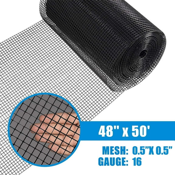 Fencer Wire Hardware Cloth, 1/2-Inch Mesh Size, 16 Gauge Galvanized Steel with Vinyl Coated Welded Wire Fence for Garden Fencing & Pet Enclosures