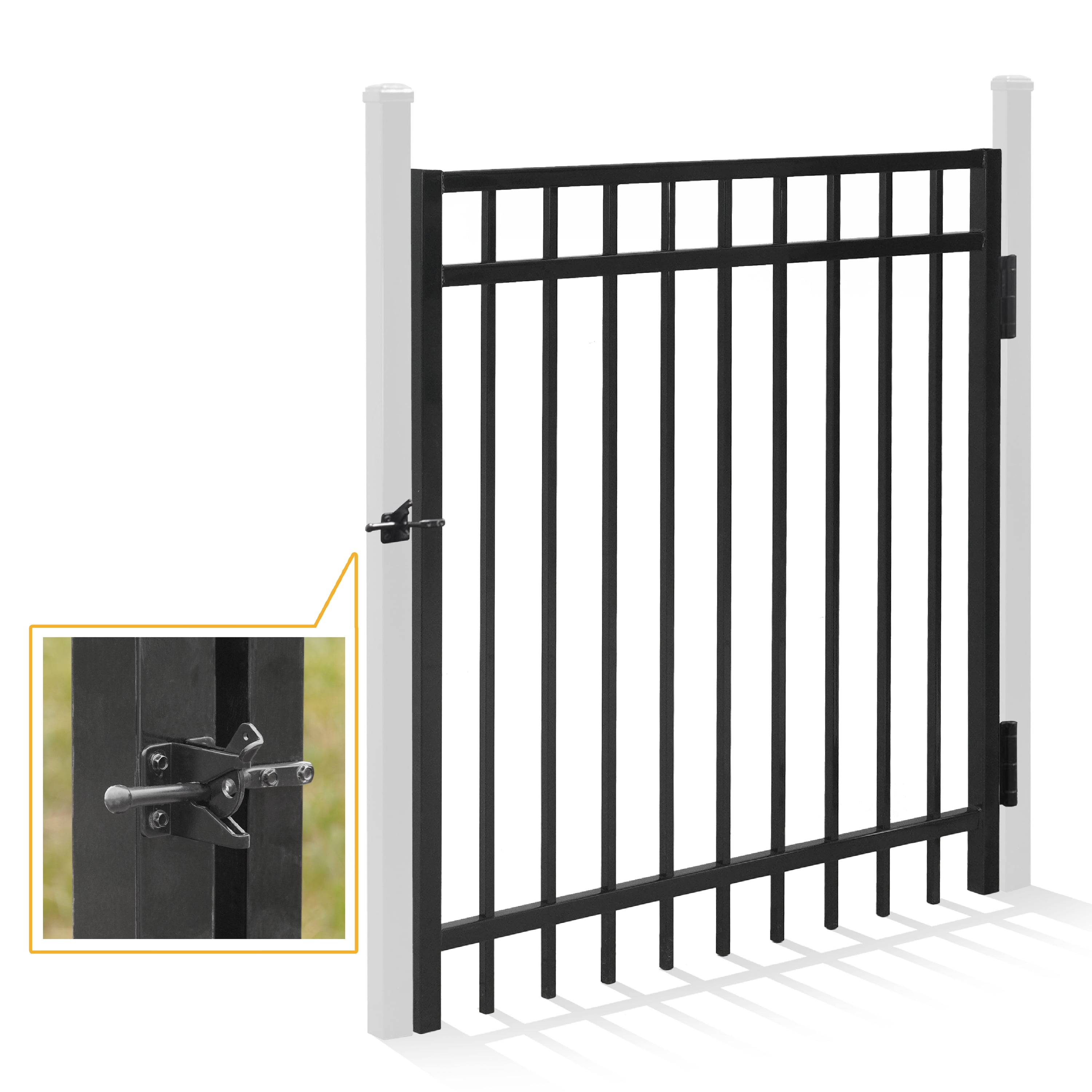 Fencer Wire Heavy Duty Flat Top Fence Gate, 4FT Height x 4FT Width Outdoor Fence Gate, Outdoor Anti-Rust Metal Steel Gate for Fencing Barrier, Decorative Garden Gate for Residential, Yard, Pool,Patio