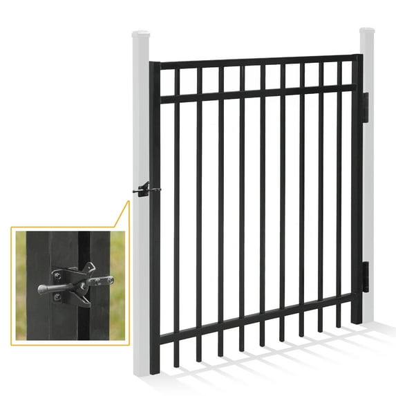 Fencer Wire Heavy Duty Flat Top Fence Gate, 4FT Height x 4FT Width Outdoor Fence Gate, Outdoor Anti-Rust Metal Steel Gate for Fencing Barrier, Decorative Garden Gate for Residential, Yard, Pool,Patio