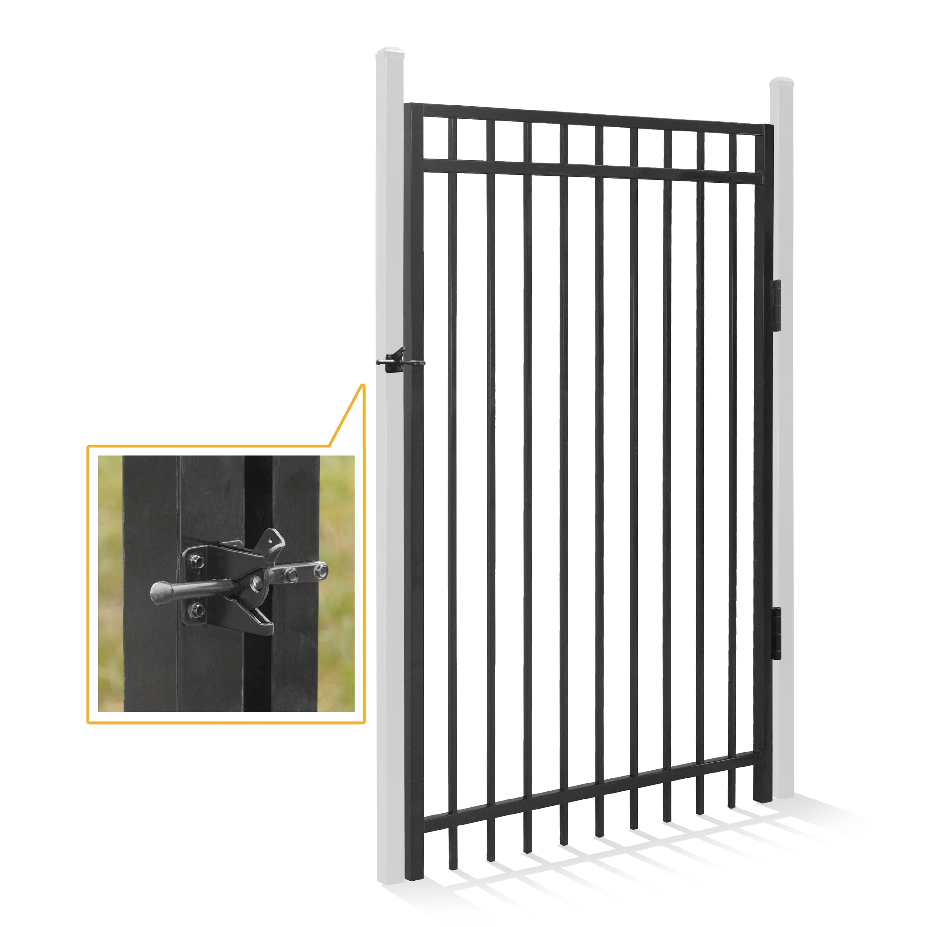 Fencer Wire Heavy Duty Flat Top Fence Gate, 6FT Height x 4FT Width Outdoor Fence Gate, Outdoor Anti-Rust Metal Steel Gate for Fencing Barrier, Decorative Garden Gate for Residential, Yard, Pool,Patio