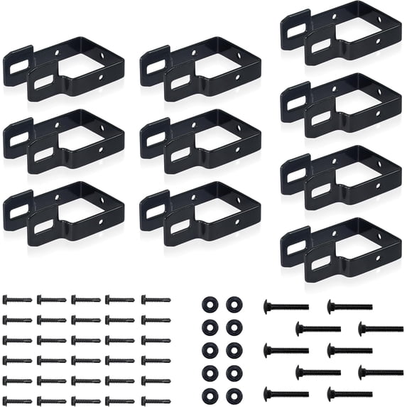 Fencer Wire Heavy Duty Garden Fence Bracket Set, 10 Pieces Metal Steel Connectors for Post and Panel Connection, Accessories of Metal Fencing Border
