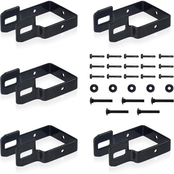 Fencer Wire Heavy Duty Garden Fence Bracket Set, 5 Pieces Metal Steel Connectors for Post and Panel Connection, Accessories of Metal Fencing Border