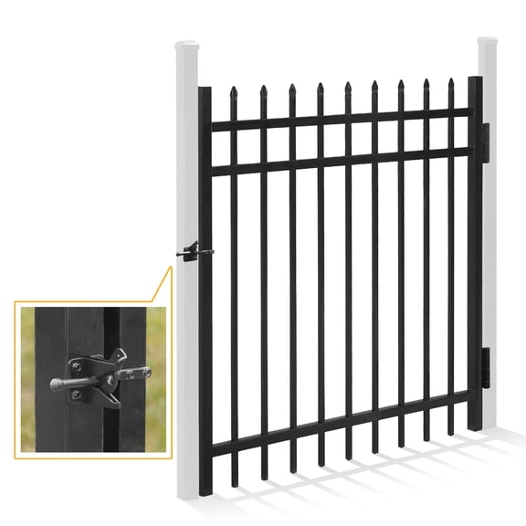 Fencer Wire Heavy Duty Pinnacle Fence Gate, 4FT Height x 4FT Width Outdoor Fence Gate, Outdoor Anti-Rust Metal Steel Gate for Fencing Barrier, Decorative Garden Gate for Residential, Yard, Pool,Patio