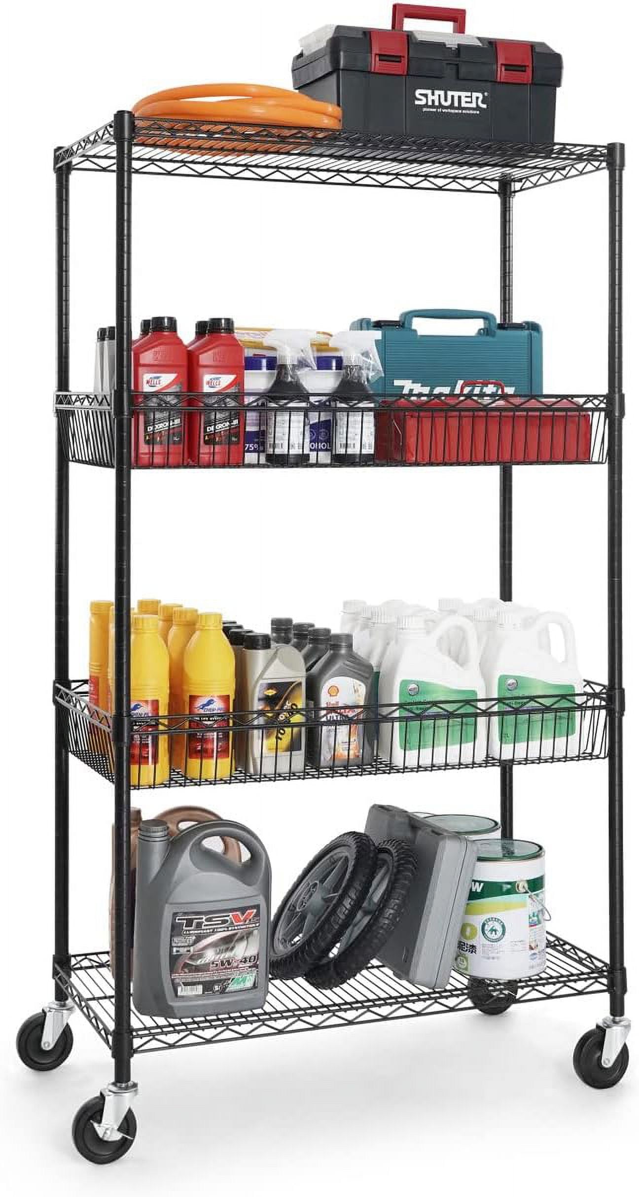 Fencer Wire NSF Commercial Heavy Duty 4 Tier Wire Shelving w/Two