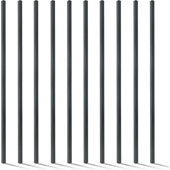 Fencer Wire Heavy Duty 8FT Outdoor Patio Steel Fencing Border Post, 16 Gauge Anti-Rust Metal Fence Post, 2” Diameter Decorative Garden Fence Post, Pack of 10