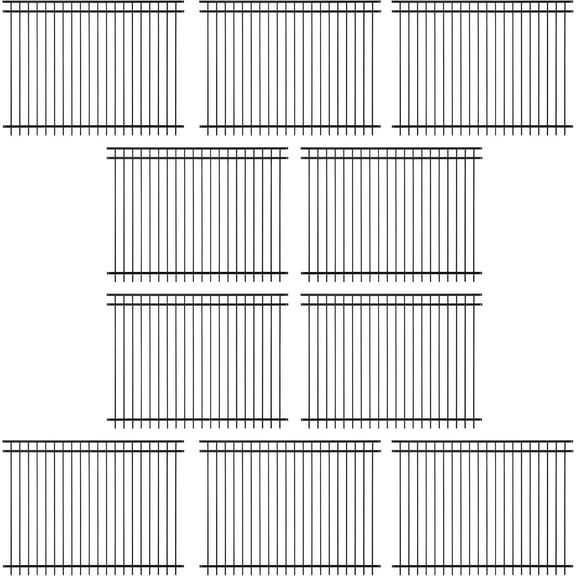 Fencer Wire Pack of 10 Heavy Duty Flat Top Fence Barrier Panel, 6FT Height X 8FT Width Anti-Rust Metal Fencing Panel, 2” Diameter Steel Outdoor Decorative Garden Fence Panel for Yard, Pool, Patio
