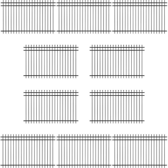 Fencer Wire Pack of 10 Heavy Duty Pinnacle Fence Barrier Panel, 5FT Height X 8FT Width Anti-Rust Metal Fencing Panel, 2” Diameter Steel Outdoor Decorative Garden Fence Panel for Yard, Pool, Patio