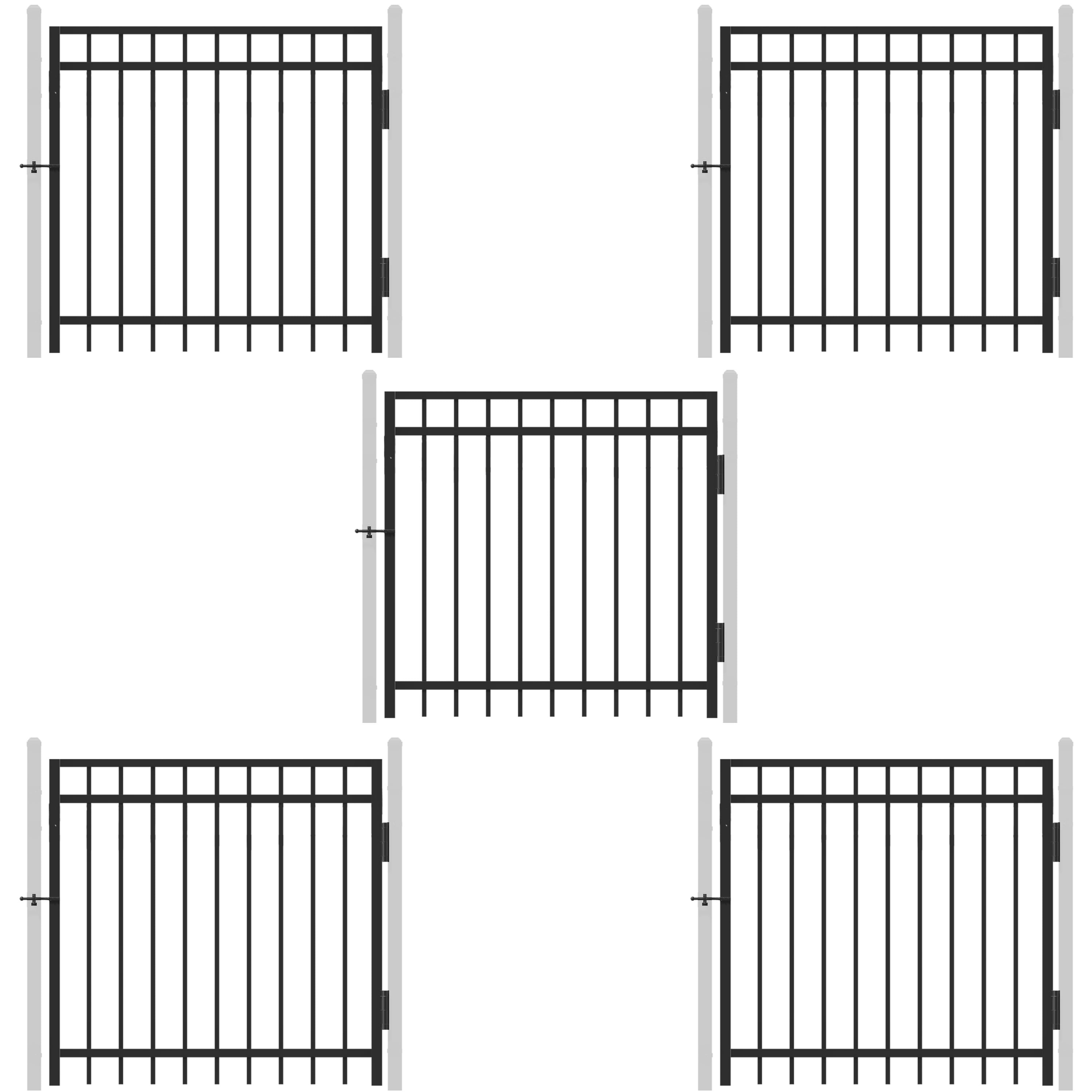 Fencer Wire Pack of 5 Heavy Duty Flat Top Fence Gate, 4FT Height x 4FT Width Outdoor Fence Gate, Anti-Rust Steel Gate for Fencing Barrier, Decorative Garden Gate for Residential, Yard, Pool, Patio