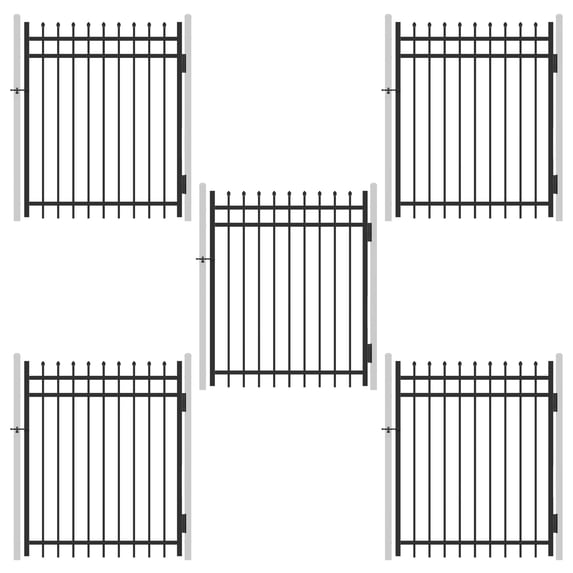 Fencer Wire Pack of 5 Heavy Duty Pinnacle Fence Gate, 5FT Height x 4FT Width Outdoor Fence Gate, Anti-Rust Steel Gate for Fencing Barrier, Decorative Garden Gate for Residential, Yard, Pool, Patio