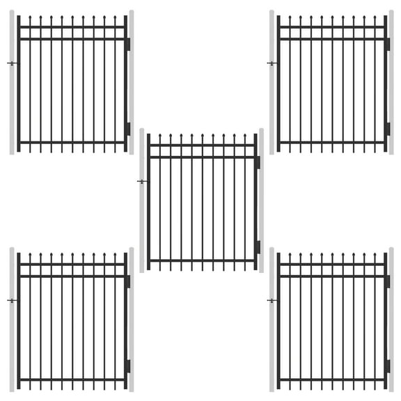 Fencer Wire Pack of 5 Heavy Duty Pinnacle Fence Gate, 5FT Height x 4FT Width Outdoor Fence Gate, Anti-Rust Steel Gate for Fencing Barrier, Decorative Garden Gate for Residential, Yard, Pool, Patio