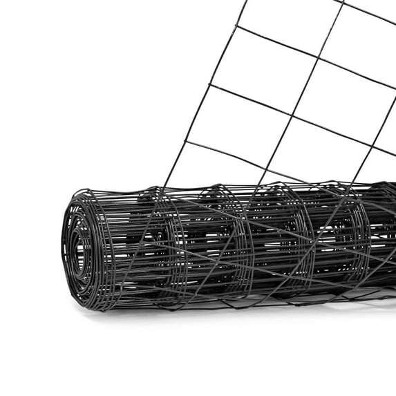 Fencer Wire Vinyl Coated 16 Gauge Welded Fence Wire Roll, Mesh Size 2-Inch x 3-Inch, Black Metal Garden Fencing Wire Grid Hardware Cloth, Multiple Use for Home Improvement