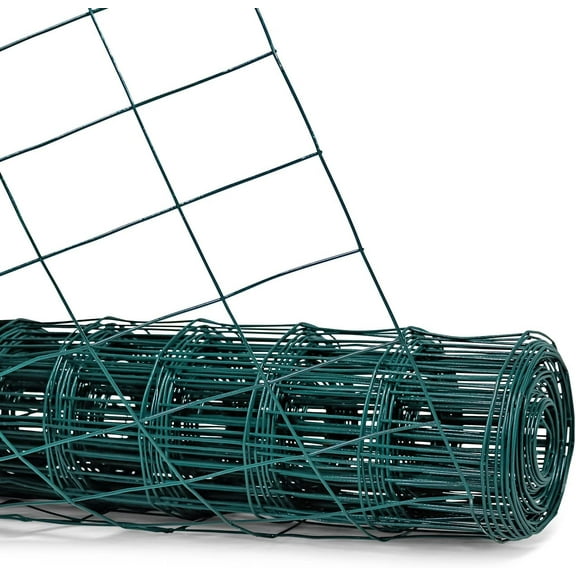 Fencer Wire Vinyl Coated 16 Gauge Welded Fence Wire Roll, Mesh Size 2-Inch x 3-Inch, Green Metal Garden Fencing Wire Grid Hardware Cloth, Multiple Use for Home Improvement