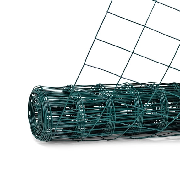 Fencer Wire Vinyl Coated 16 Gauge Welded Fence Wire Roll, Mesh Size 2-Inch x 3-Inch, Green Metal Garden Fencing Wire Grid Hardware Cloth, Multiple Use for Home Improvement