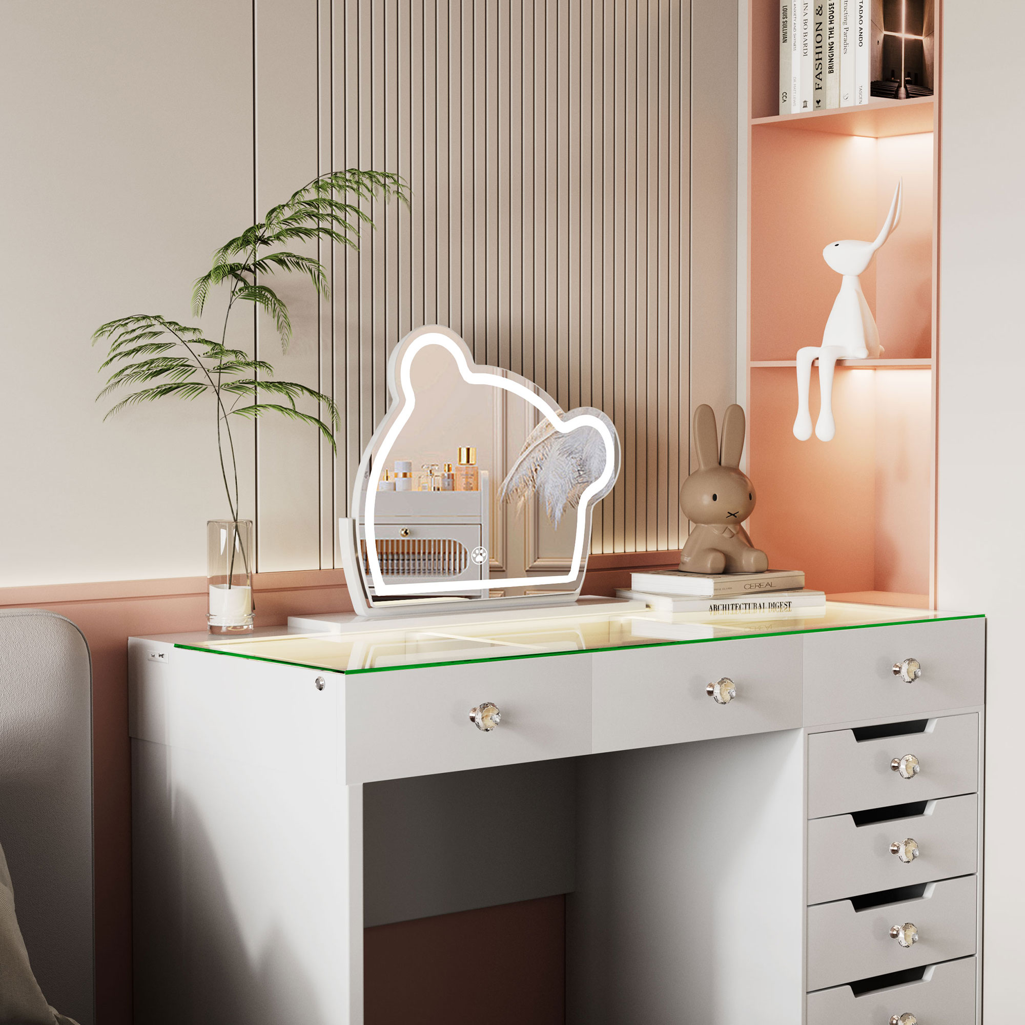 Fenchilin 15''x15'' Vanity Mirror with Lights for Makeup Tabletop Wall