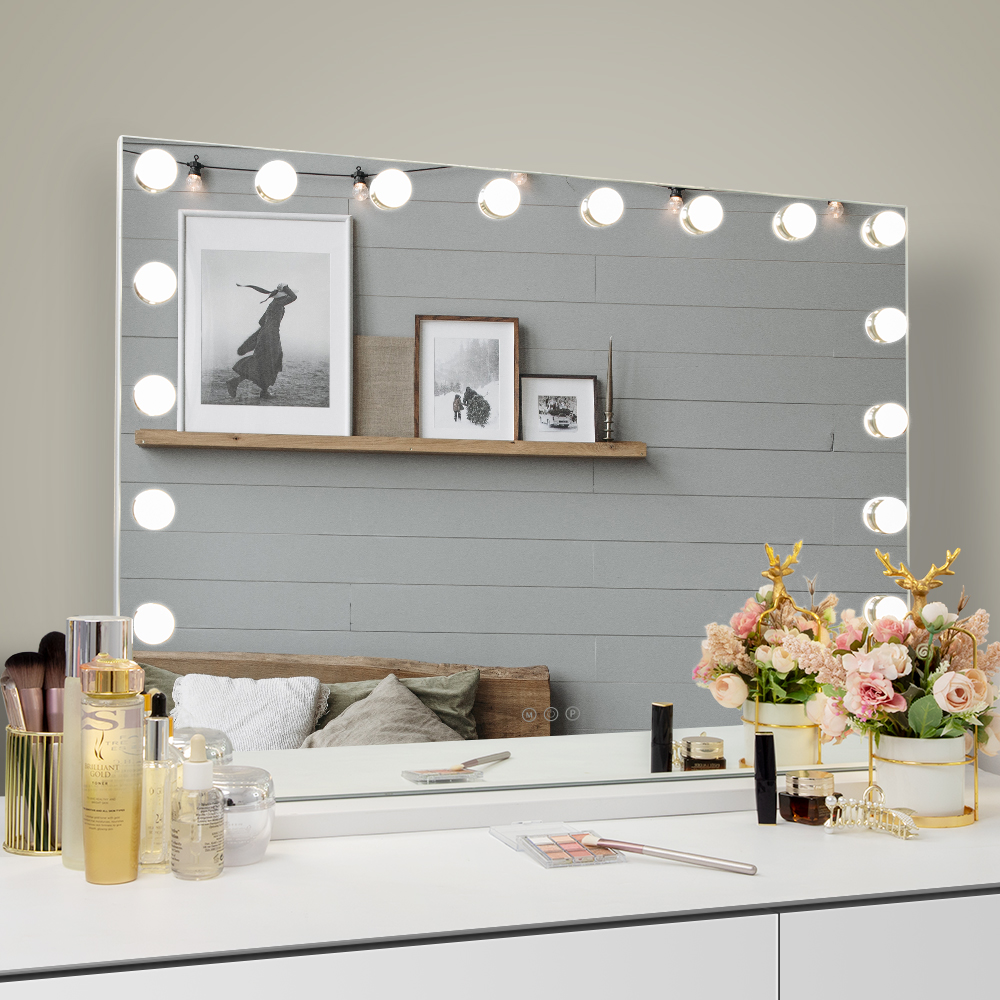 Fenchilin 27''x22'' Vanity Mirror with Lights Outlets for Appliances