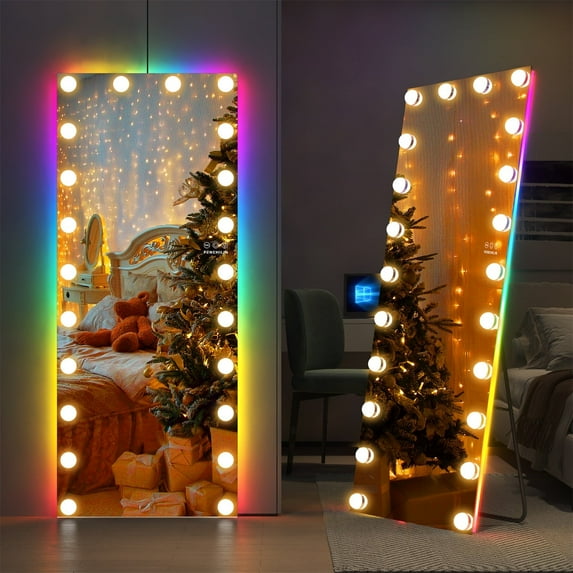 Fenchilin 63''x26'' Full Length Vanity Mirror with Lights RGB LED Floor Mirror