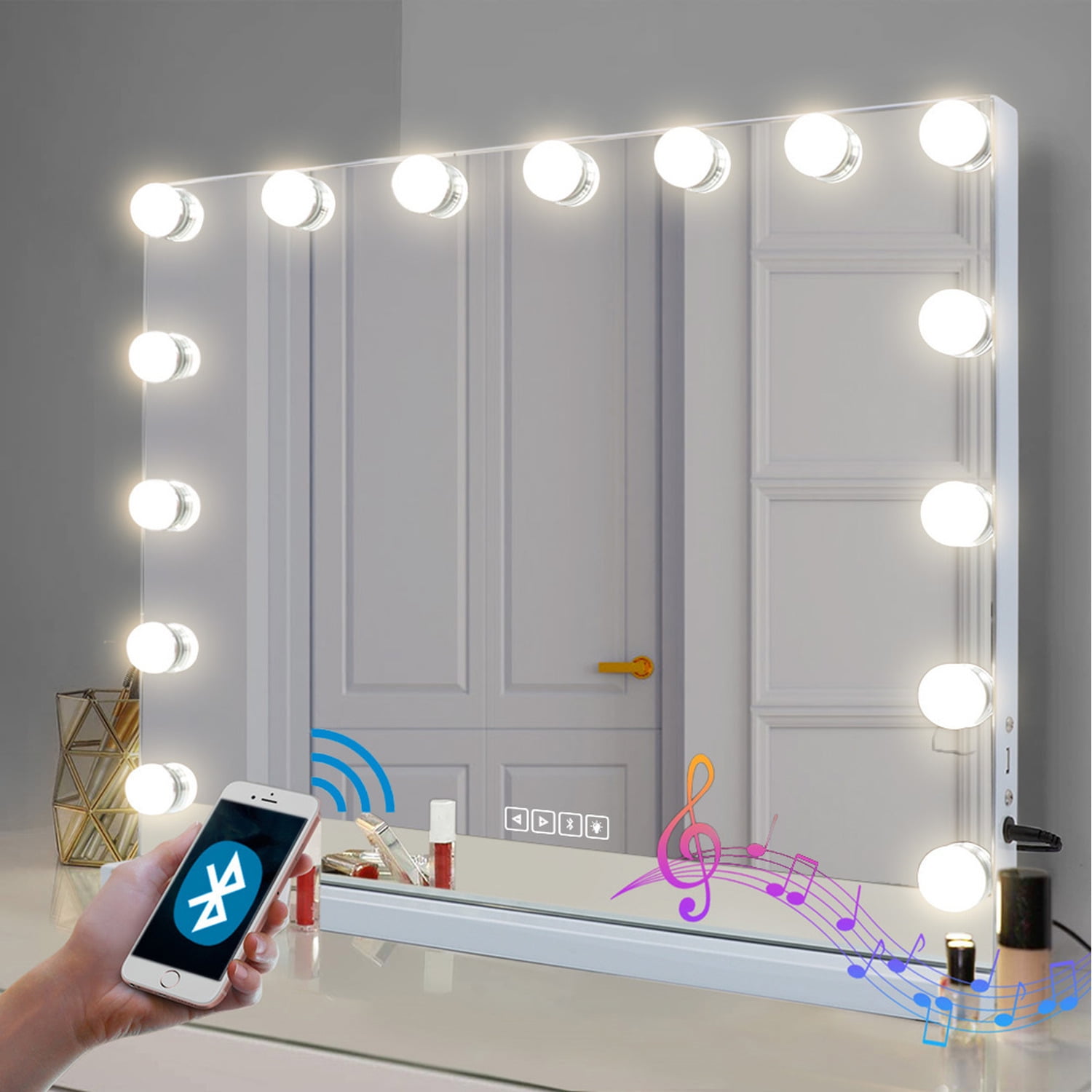 Fenchilin Bluetooth Hollywood Vanity Mirror with Lights Tabletop Wall