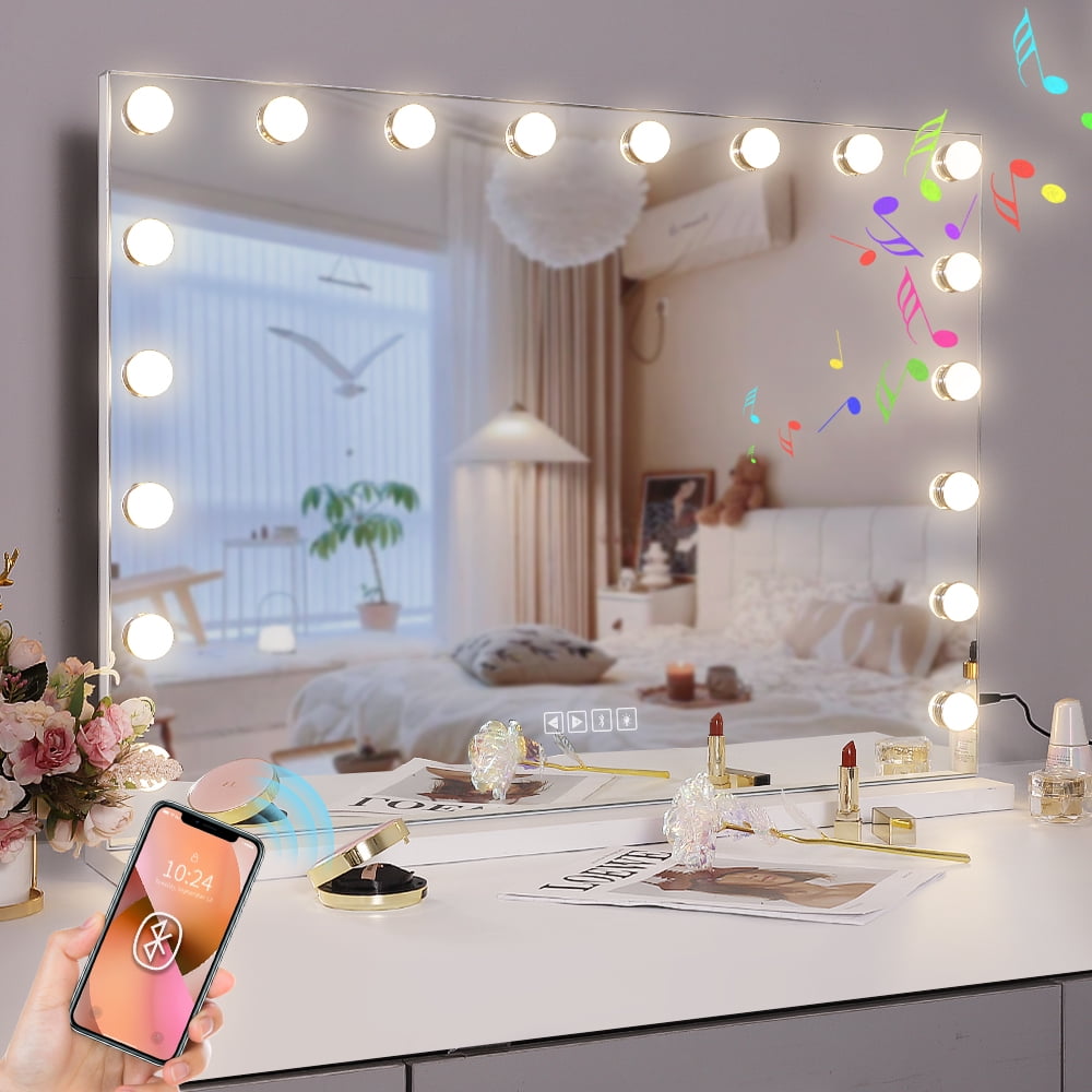Fenchilin Large Bluetooth Hollywood Vanity Mirror with Lights Tabletop