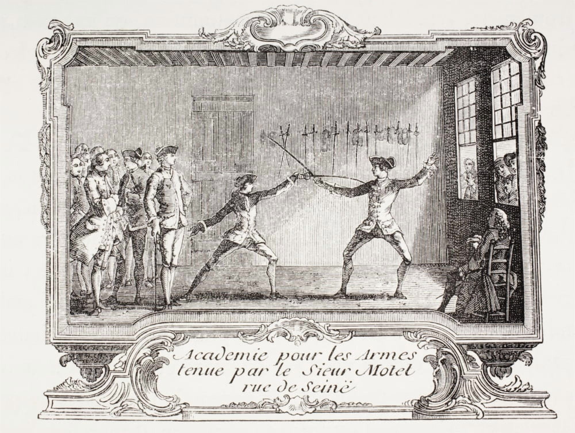 A Fencing Academy In 18Th Century Paris From Xviii Siecle Institutions Usages Et Costumes Published Paris 1875 Canvas Art - Ken Welsh Design Pics (17 x 12)