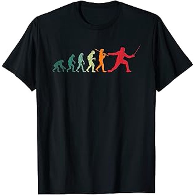 Fencing Evolution Funny Fencer Sports Player Graphic TShirt