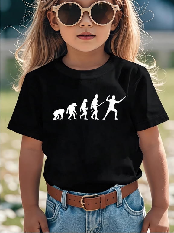 Fencing Evolution of Man Funny Fencing Shirt Men Women KidsCotton Soft Graphic Tee Breathable Playwear T-Shirt
