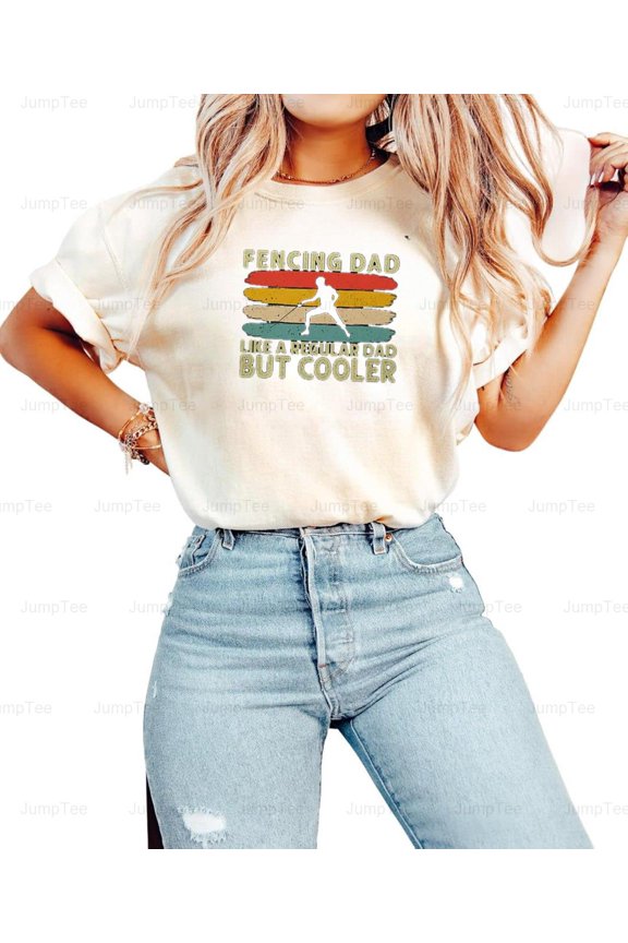 Fencing Father's Day Design Dad Sports Fan Family Love Gift Art Sword Comfort Color T-Shirt Unisex, up to 4XL