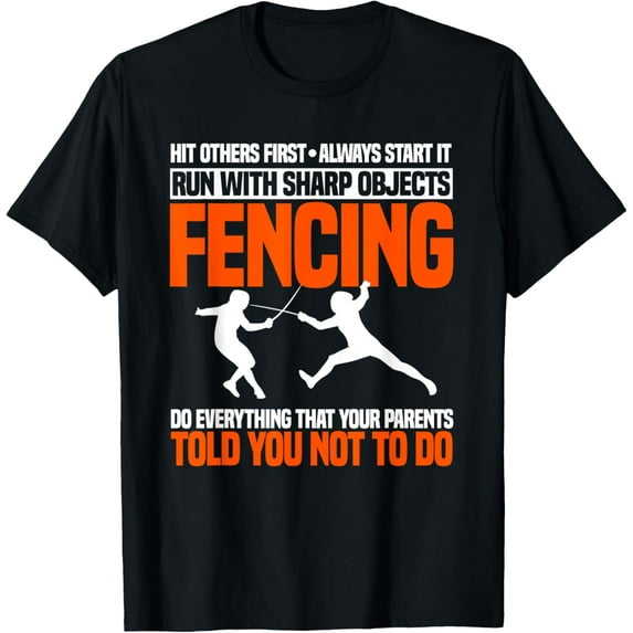 Fencing Foil Epee Sabre Combat Sport Fence Sword Fencer T-Shirt