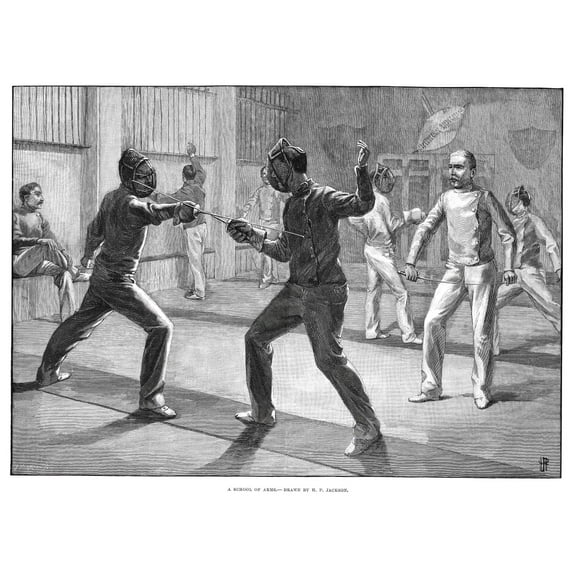 Fencing School, 1890. /N'A School Of Arms.' Engraving, English, 1890. Poster Print by (24 x 36)