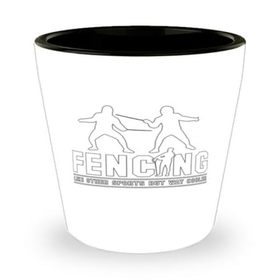 Fencing Shot Glass, Like Other Sports But Way Cooler, Sword Fighting Gift, Mini Glassware, 1.5oz Cup