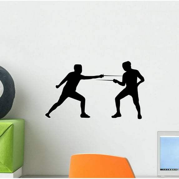 Fencing Silhouette Wall Decal by Wallmonkeys Peel and Stick Graphic (12 in W x 8 in H) WM199114