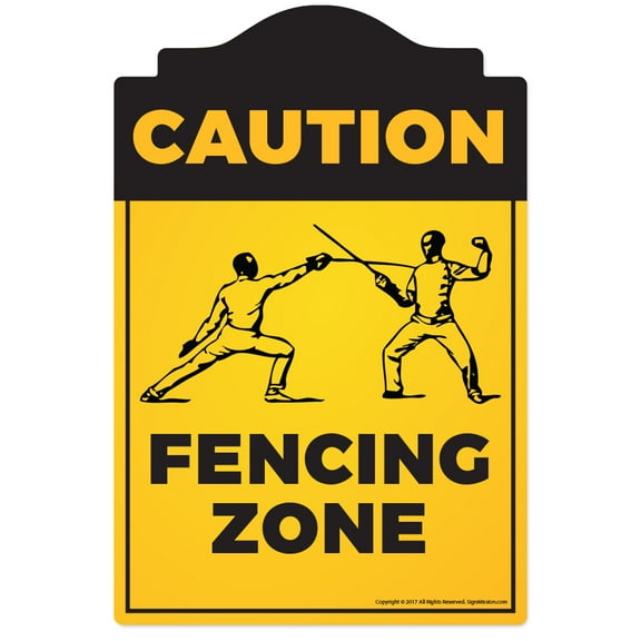Fencing Zone Decal | Indoor/Outdoor | Funny Home Décor for Garages, Living Rooms, Bedroom, Offices | SignMission Wall Lover Plastic Gag Gift Sign Decoration