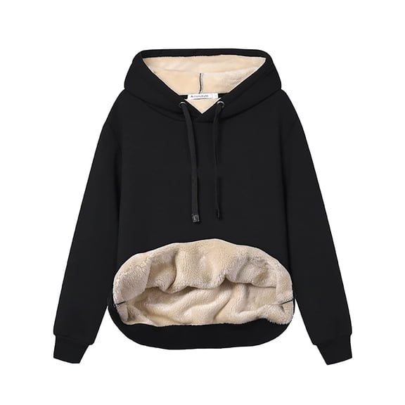 Fenclushy Womens Winter Hoodies Warm Fleece Sherpa Lined Pullover Hooded Sweatshirt(Black,M) ..