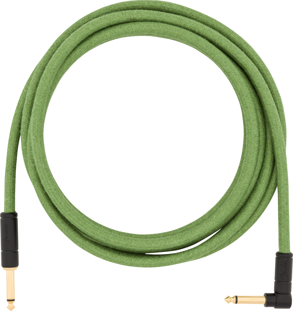 Fender® 10' Angled Festival Instrument Cable, Pure Hemp, Green #0990910062-10 ft