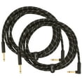 thumbnail image 1 of Fender 10-Foot Deluxe Instrument Cable, Straight-Angled, Black Tweed - 2 Pack, 1 of 5