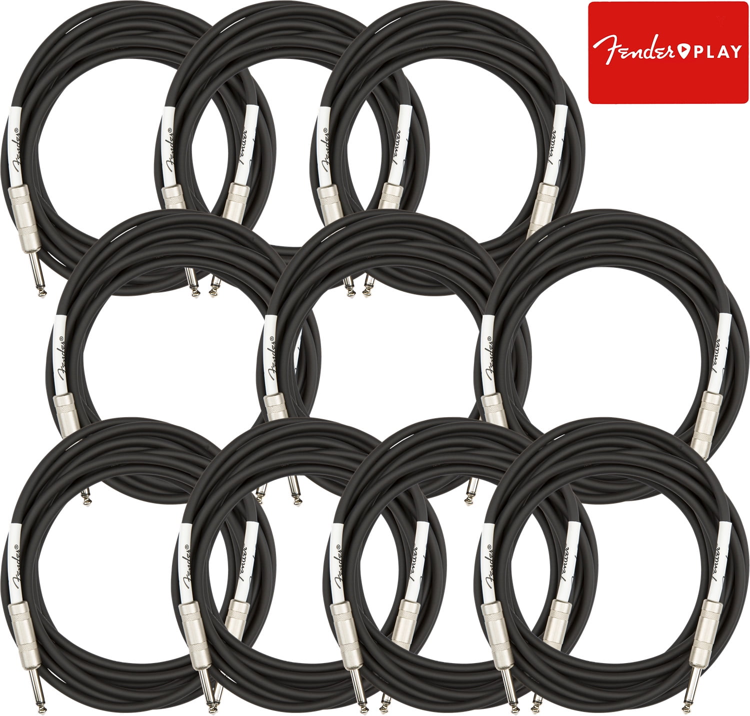 Fender 18.6-Foot Original Instrument Cable, Straight-Straight, Black - 10 Pack
