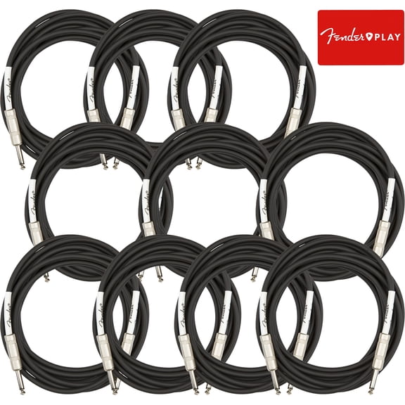 Fender 18.6-Foot Original Instrument Cable, Straight-Straight, Black - 10 Pack