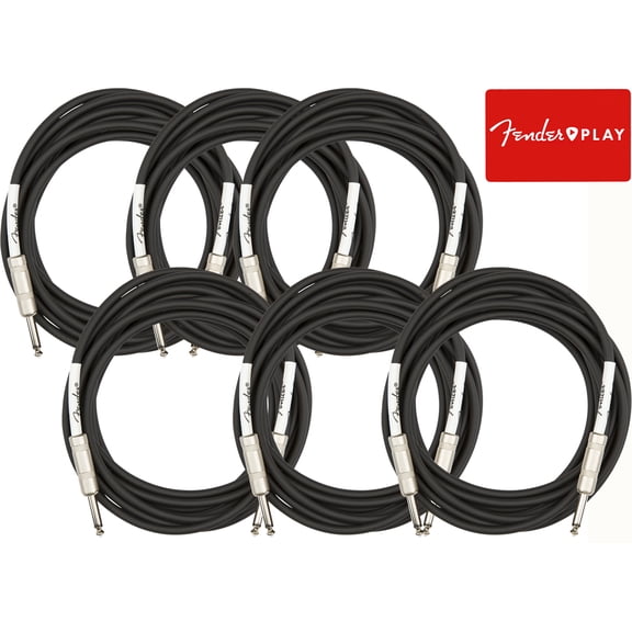 Fender 18.6-Foot Original Instrument Cable, Straight-Straight, Black - 6 Pack