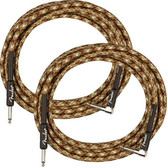 Fender 18.6-Foot Professional Instrument Cable, Straight-Angled, Desert Camo - 2 Pack