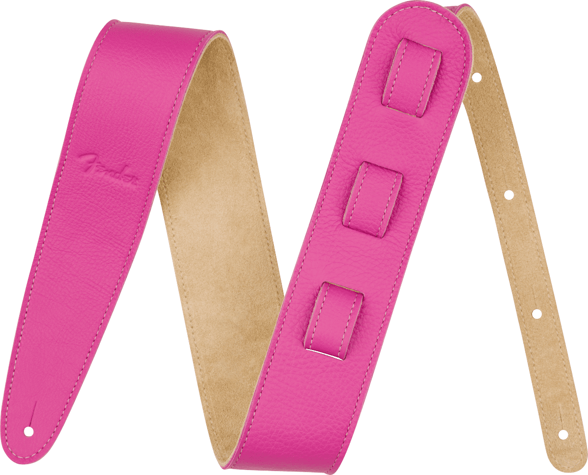Fender 2.5" Wide Limited Edition Leather Guitar Strap Bubblegum #0990649013
