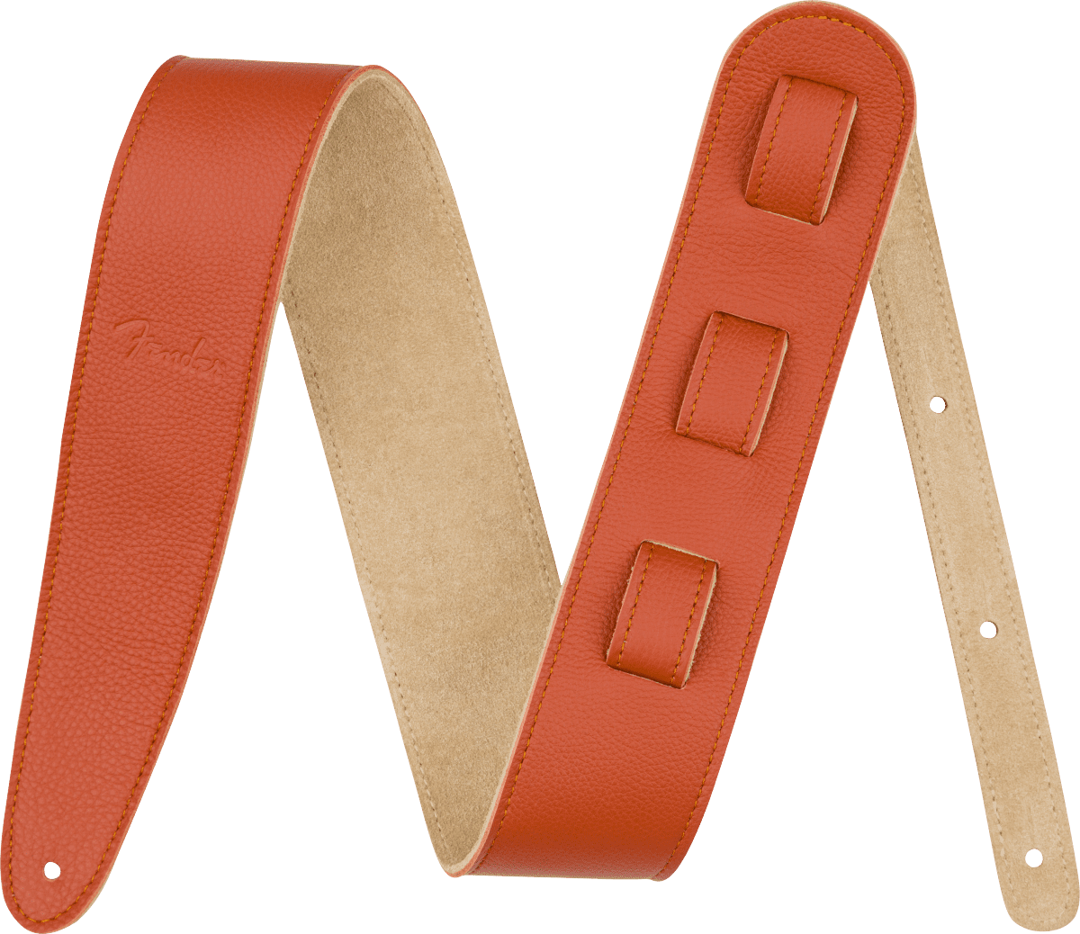 Fender 2.5" Wide Limited Edition Leather Guitar Strap Tangerine #0990649017